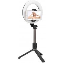 ASTA SELFIE BLUETOOTH CON ANELLO LUCE RICARICABILE DIMMERABILE TREPPIEDI