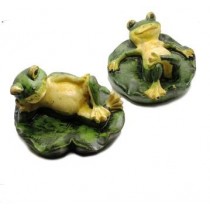 SET DI DUE SPLENDIDE RANE PORTAFORTUNA GALLEGGIANTI ARTIGIANALI DIPINTE A MANO
