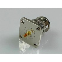 CONNETTORE COASSIALE BNC MASCHIO A FLANGIA aPANNELLO 4 FORI  BULKHEAD 