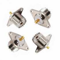 CONNETTORE UHF FEMMINA PCB A SALDARE PANNELO FLANGIA 2 FORI