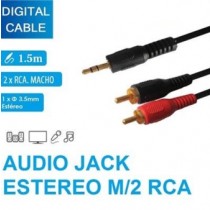 CAVO AUDIO ADATTATORE JACK AUX TO RCA 1,5MT  