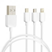 Cavo di Ricarica Charger 3-in-1 Micro USB / Lightning / USB Type C, 1.2m - Bianco