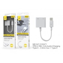 CONVERTITORE ADATTATORE AUDIO TYPE C A JACK 3,5mm +  ALIMENTAZIONE