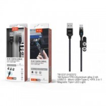 CAVO MAGNETICO 3IN1 USB TYPE C MICRO LED RICARICA IPHONE SAMSUNG HUAWEI XIAOMI SONY ETC