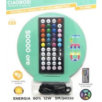 STRISCIA LED RGB USB 5MT TELECOMANDO 44 TASTI CON AUDIO CONTROL