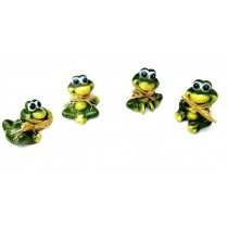 SET DI 4 RANOCCHIETTE IN TERRCACOTTA DIPINTE A MANO. RANA, RANE DA COLLEZIONARE