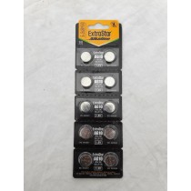 EXTRASTAR BATTERIA A BOTTONE AG10 LR54, 390, 189, LR1130 ALKALINE BATTERY 1,5V