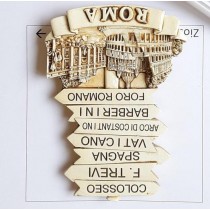 Calamita Magnete Frigo Souvenir ROMA Indicazioni Stradali Effetto Marmo FRIDGE MAGNETS FROM ITALY ROME