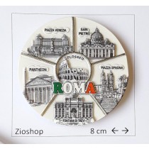Calamita Magnete Frigo Souvenir Roma Monumenti Misti Tondo  Fridge Magnet Italy Rome