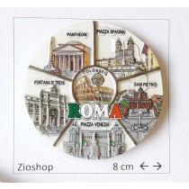 Calamita Frigo Magnete Souvenir Roma Tondo Monumenti Misti Fridge Magnet Italy Rome