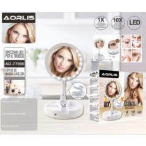 DOPPIO SPECCHIO 21 LED TRUCCO BELLEZZA DA TAVOLO COSMETICI INGRANDIMENTO 10X 1x