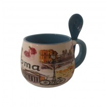 Tazza Tazzina da Caffe' con il cucchiaino Souvenir Ricordi Roma 4653
