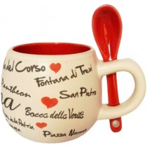 Tazza Tazzina da Caffe' con il cucchiaino Souvenir Ricordi Roma 4822