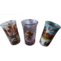 SET 3 Bicchierini shottini in Vetro per Liquori Grappa Limoncello Souvenir Roma