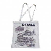 Borsa Shopper Tote Bag in Tela Resistente con Cerniere Souvenir Roma Italia