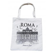 Borsa Shopper Tote Bag in Tela Cerniere Tasca Interna Souvenir Roma Italia