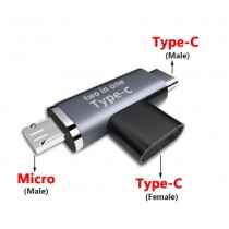 SPLITTER ADATTATORE 1 TYPE-C F A 1 TYPE-C M / 1 MICRO USB 3A TOTALE PROTOCOLLO USB 3.1 Gen1