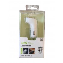 HOME CAR CHARGER ADATTATORE 2 USB-A+TYPE-C CC-206 38W PD/QC