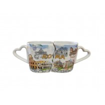 IDEA REGALO Tazza Tazze Coppia in Love Souvenir Ricordo Romantico Roma 'LOVE IN THE AIR' 5679