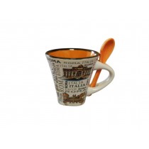 TAZZA PICCOLA CON CUCCHIAIO ROMA BASE QUADRATA ARROTONDATA  5683