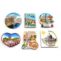 COMPOSIZIONE 1A - 6 PEZZI DI CALAMITE Magnete PER Frigo SOUVENIR DI ROMA Souvenir From Italy Rome