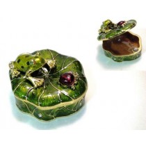 RANA E COCCINELLA PORTAFORTUNA IN CLOISONNE. COFANETTO PORTAGIOIE