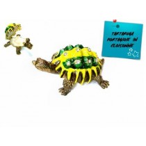 TARTARUGA BIG SIZE PORTAFORTUNA COFANETTO PORTAGIOIE IN CLOISONNE ARTIGIANALE. 