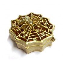 COFANETTO BOMBONIERA PORTAGIOIE IN CLOISONNE SMALTATO PORTAFORTUNA RAGNO SU TELA