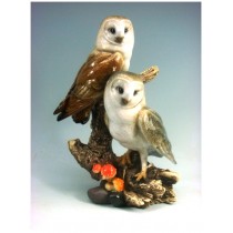 BOMBONIERA STATUETTA RESINA COPPIA BARBAGIANNI OWL PORTAFORTUNA H:25