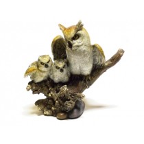 FAMIGLIA GUFETTI BOMBONIERA STATUETTA RESINA GUFO OWL PORTAFORTUNA  H:22Cm