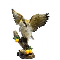 SPLENDIDO  GUFETTO BOMBONIERA STATUETTA RESINA GUFO SU RAMO OWL PORTAFORTUNA  H:20Cm