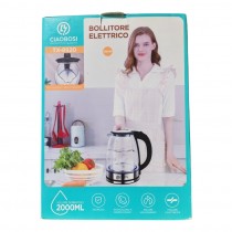 Bollitore Elettrico In Vetro Capacità 2 Lt 1500W Acqua Ufficio Viaggi Tx-8920 in vetro borosilicato con arresto automatico