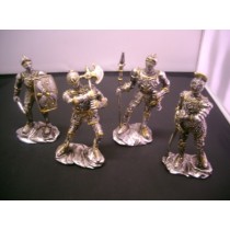 SOLDATO CAVALIERE MEDIEVALE SOLDATINI in Resina H:18cm ORO GRIGIO Varie Forme SY07525