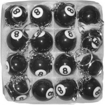 1 Pezzo di  PORTACHIAVI PALLA DA BILIARDO NUMERO 8 NERO  KEYCHAINS PORTAFORTUNA  diametro 3,1 cm