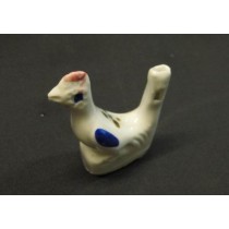 Fischietto Artigianale in Ceramica dipinto a mano, richiamo uccelli Portafortuna