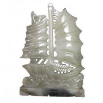 STATUA ARTIGIANALE GRANDE FORMATO BARCA IN POLVERE DI GIADA E RESINA