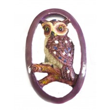 CALAMITA IN RESINA GUFO PORTAFORTUNA A MADAGLIONE SU TRONCO