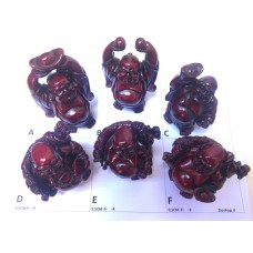 SET BUDDA  IN RESINA EFFETTO LEGNO EBANO CONFEZIONE DA 6 PEZZI