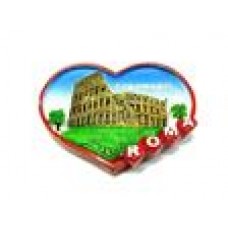 Calamita Magnete Resina "ROMA COLOSSEO CUORE ROSSO" Fridge Magnet Souvenir