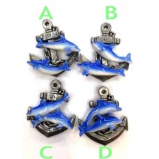 Calamita da Frigo Magnete Resina"ANCORA CON DELFINI"Fridge Magnet Souvenir