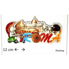 12 x Calamita Frigo Magnete Souvenir "ROMA- PRINT COLOSSEO VATICANO CAR ELMO" Fridge Magnet  From Italy