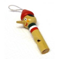 24 Pezzi di Fischietto Pinocchio in Legno Artigianale con CORDICELLA Souvenir Italia 8*3*2 cm