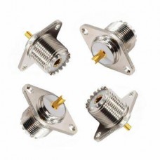 CONNETTORE UHF FEMMINA PCB A SALDARE PANNELO FLANGIA 2 FORI