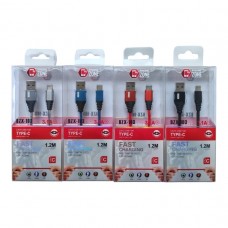 CAVO USB TYPE-C TIPO C 1 Mt DOPPIO RIVERTIMENTO NYLON E TPE 3.1A MULTICOLOR