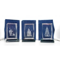 IDEA REGALO SET DI 3 MINI CRISTALLI VETRO 3D NATALIZI BOMBONIERA NATALE CHRISTMAS