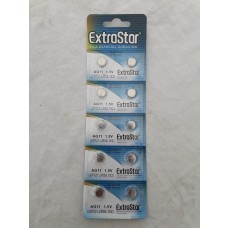 EXTRASTAR BATTERIA A BOTTONE AG11 LR721, LR58, 162 ALKALINE BATTERY 1,5V