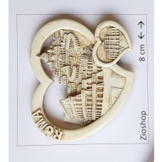 Calamita Frigo Magnete Souvenir Roma Cuore Tris Monumenti Effetto Marmo Fridge magnet