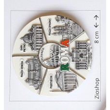 Calamita Magnete Frigo Souvenir Roma Monumenti Misti Tondo  Fridge Magnet Italy Rome