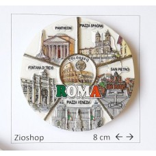 Calamita Frigo Magnete Souvenir Roma Tondo Monumenti Misti Fridge Magnet Italy Rome