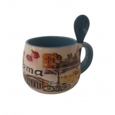 Tazza Tazzina da Caffe' con il cucchiaino Souvenir Ricordi Roma 4653